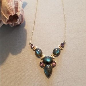 labradorite and amethyst necklace, sterling silver